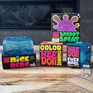NIB Needoh Fidget Bundle of 4: Nice Berg, Sploot Splat, Fuzz Ball, Color Change